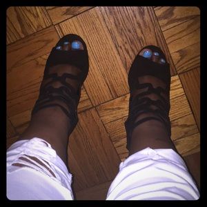 Torrid caged stacked heels